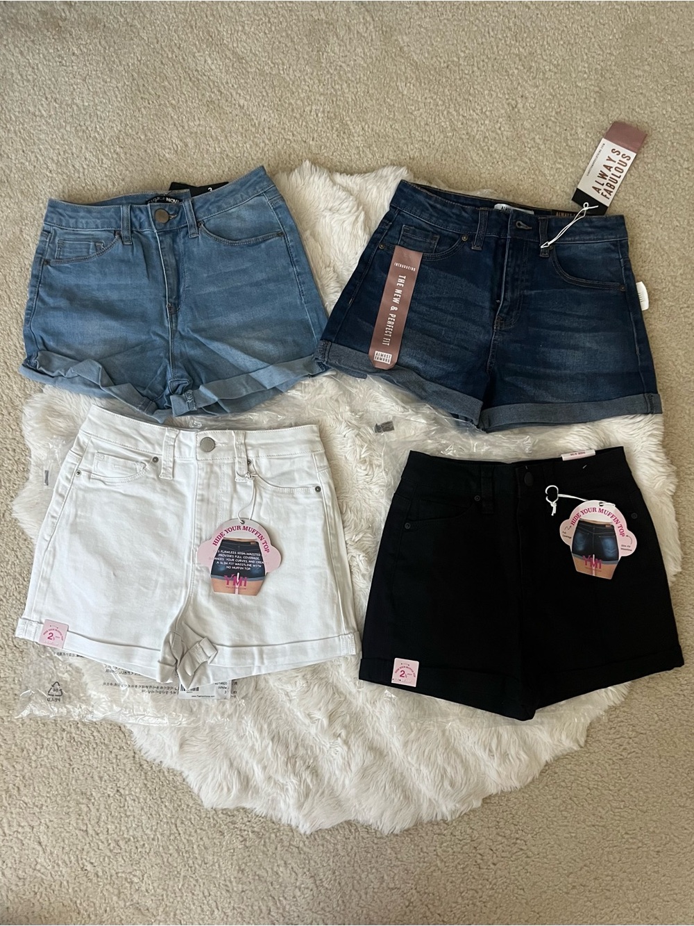 ✨NWT 4-Pack BUNDLE High Rise Denim Shorts Bundle | Size 3/26 | Cotton Stretch